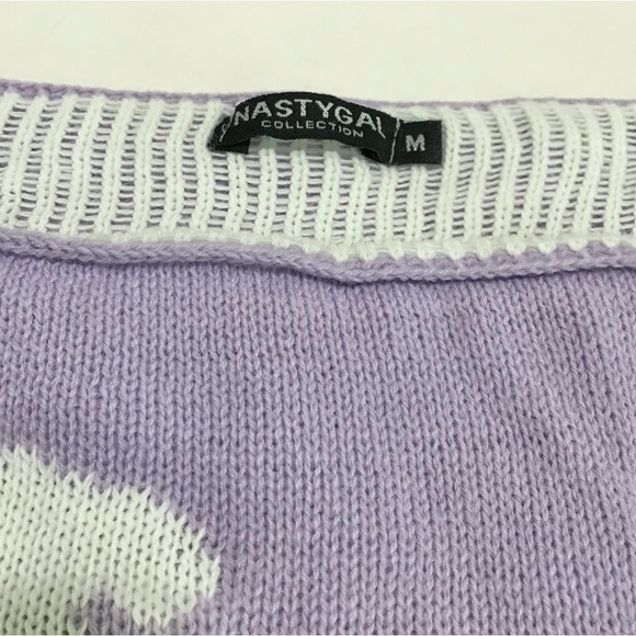 Nasty Gal Cloud Knitted Sweater Pastel Purple Cropped Oversized Size Medium - Picture 2 of 7